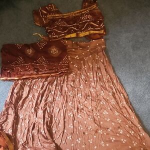 Brown and Gold Embroidered Traditional Outfit